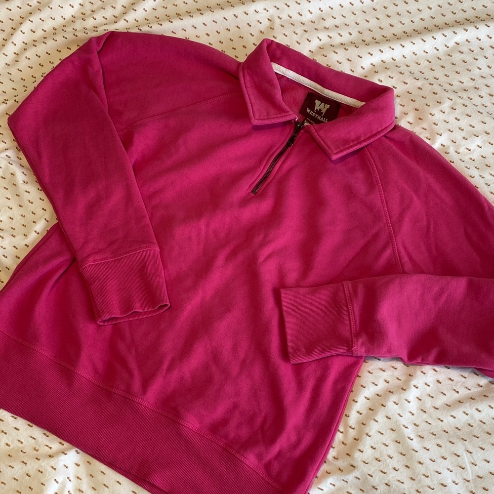 Women's Pink Quarter-Zip polo Sweatshirt